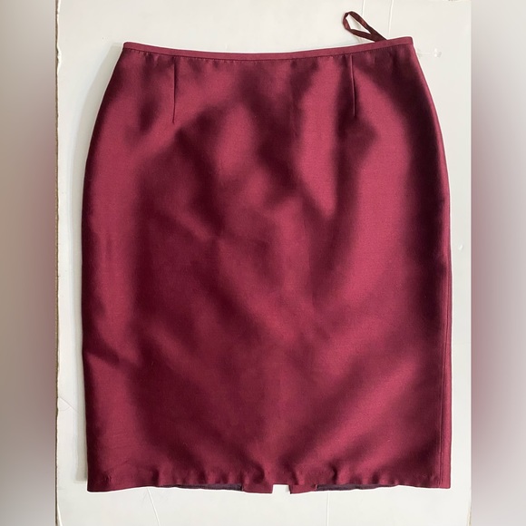 Unbranded Silk Wool Blend Pencil Skirt Burgundy Size 6P Back Zip Lined - Picture 1 of 8